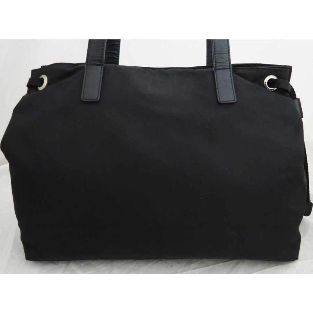 Prada Logo Leather Tote Bag Shoulder Black